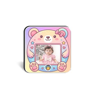 Personalized Cute Bear Musical Fridge Magnet with Speaker  Baby Photo Frame Magnet for Refrigerator  Audio Playback Sound Playing Gift for Kids, Family, Birthday